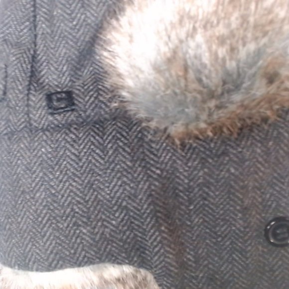Men' Winter Trapper Hat Chaps Gray Wool Blend Earflaps Faux Fur Lined NWT OS - Picture 4 of 7